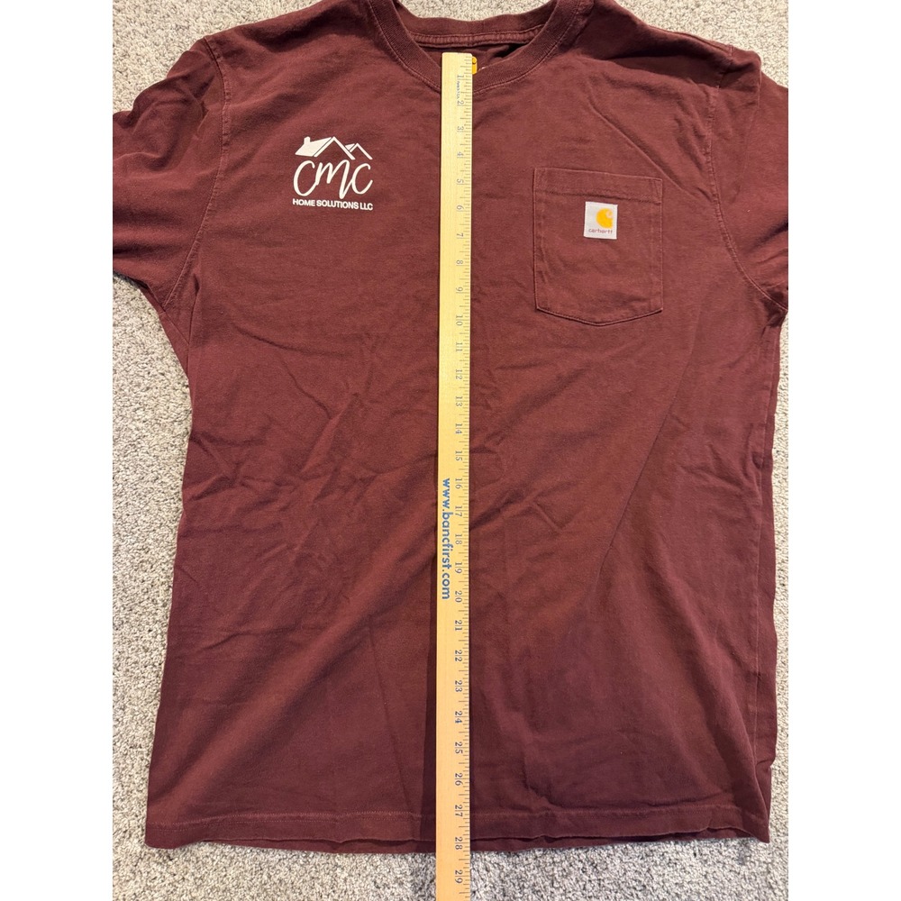 Carhartt Long Sleeve Shirt Men L Tall Maroon CMC Home Solutions Pocket Tee Work* - Picture 8 of 11